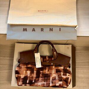 Marni Printed Silk Blend/ Leather Bag